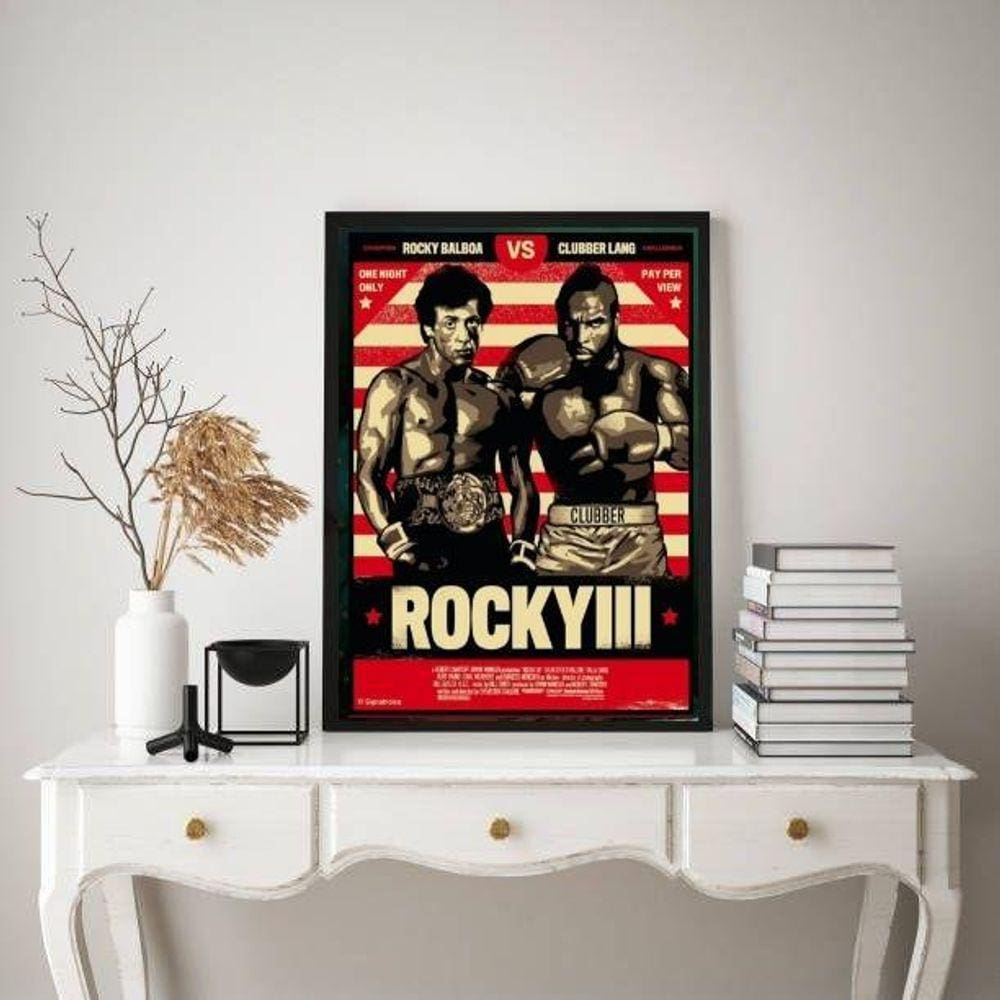 Quadro Decorativo Rocky Balboa III 24x18cm - Moldura Branca