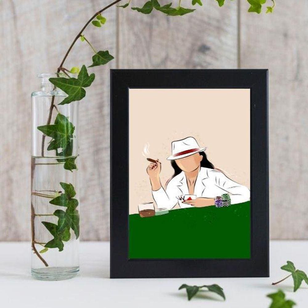 Quadro Maria Navalha Baralho 24x18cm - Vidro e Moldura Preta