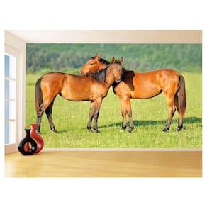 Papel De Parede Animais Casal Cavalos Fazenda 3,5M Anm315