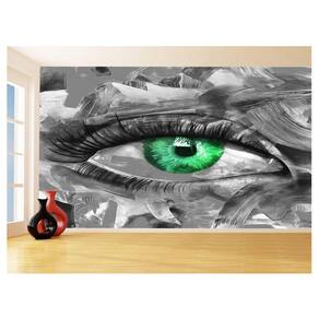 Papel De Parede 3D Arte Olho Preto Branco Rosto 3,5M Tra69