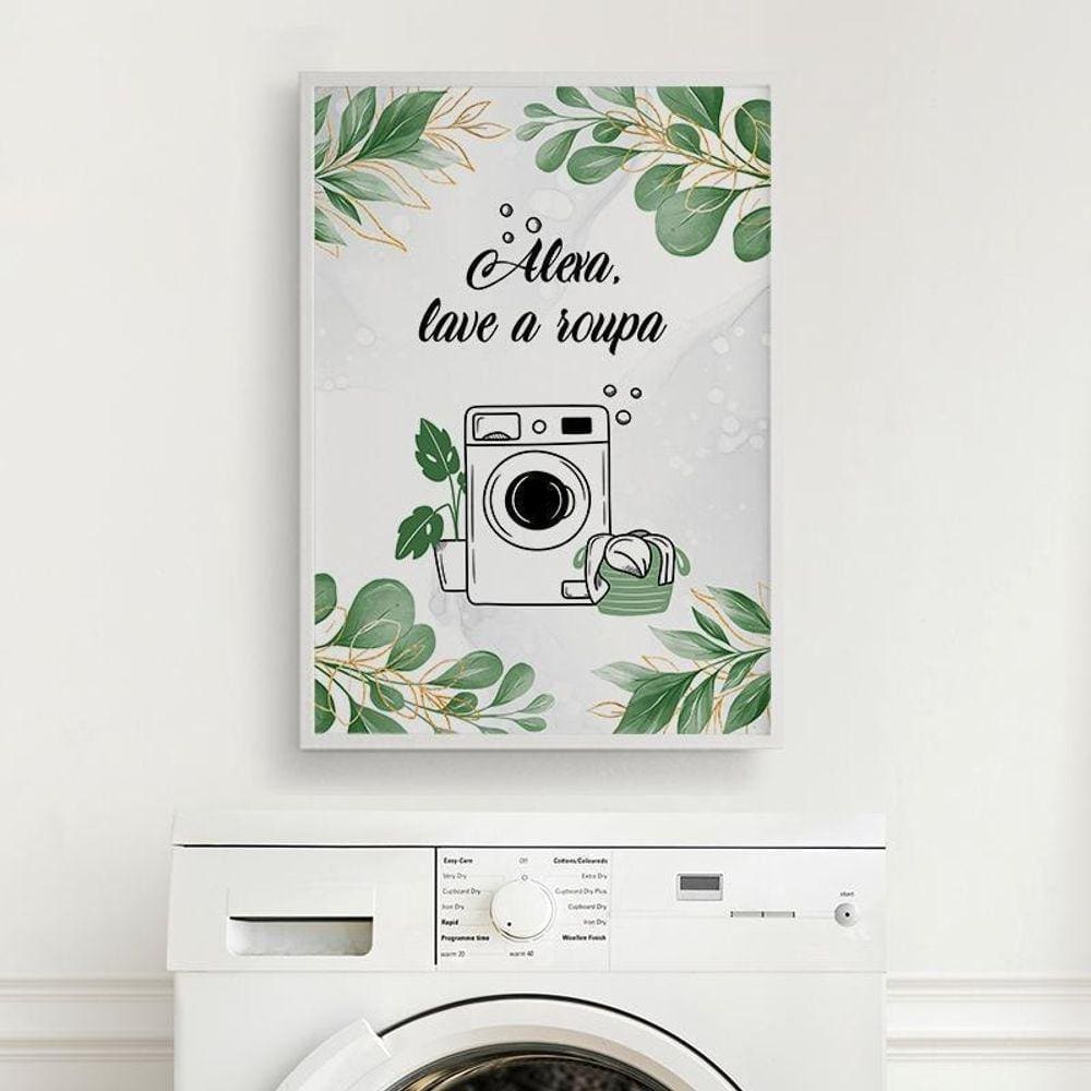 Quadro Alexa Lave A Roupa 33X24Cm Branca