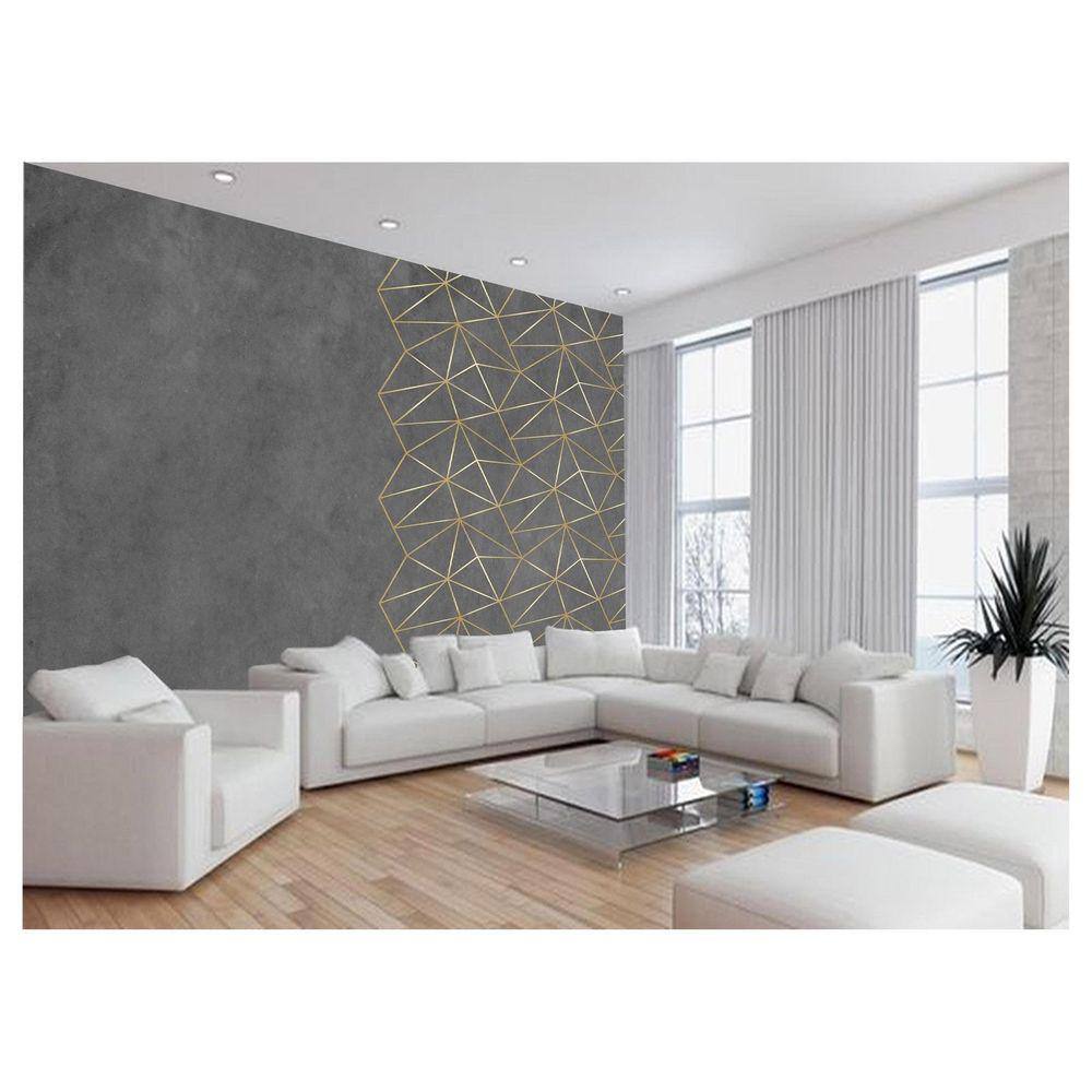 Papel De Parede 3D Concreto Queimado Risco Bege 3,5M Kkt93