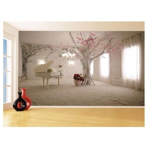 Papel De Parede 3D Musica Piano Branco Cenário 3,5M Mus114