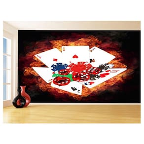 Papel De Parede 3D Salão De Jogos Cartas Poker 3,5M Jcs50