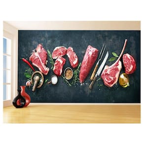 Papel De Parede 3D Alimentos Carnes Embutidos 3,5M Al491