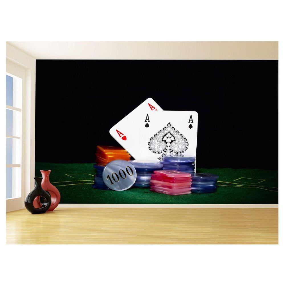 Papel De Parede 3D Salão De Jogos Cartas Poker 3,5M Jcs48