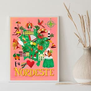 Quadro Decorativo Eu Amo Nordeste 24X18Cm - Com Vidro