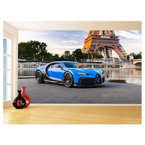 Papel De Parede 3D Carro Bugatti Chiron Pista 3,5M Car13