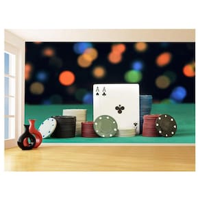 Papel De Parede 3D Salão De Jogos Cartas Poker 3,5M Jcs68