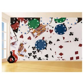 Papel De Parede 3D Salão De Jogos Cartas Poker 3,5M Jcs69
