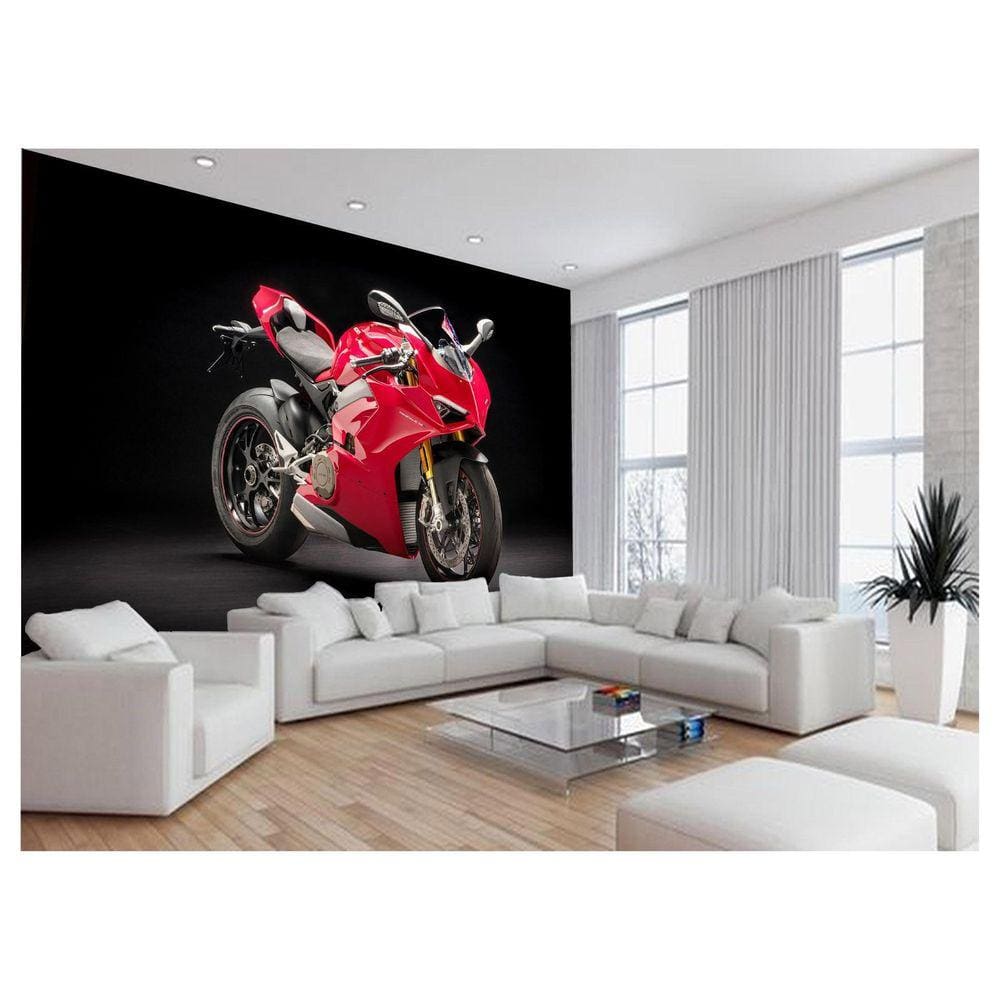 Papel De Parede 3D Moto Sportbike Vermelha Super 3,5M Bkm62