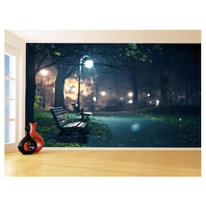 Papel De Parede Cidade Noite Parque Banco Luz 3,5M Ncd360