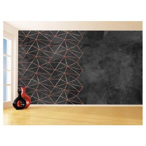 Papel De Parede 3D Concreto Linhas Dourado Rose 3,5M Kkt255