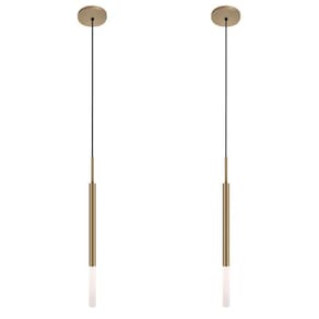 Kit 2 Pendentes Teto Luminária Tubo Difusor Sala Hall Bronze
