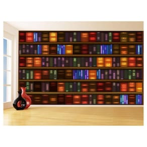 Papel De Parede 3D Estante De Livros Desenhados 3,5M Est14
