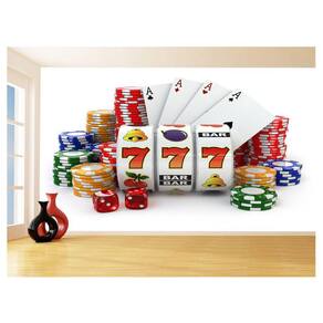 Papel De Parede 3D Salão De Jogos Cartas Poker 3,5M Jcs62