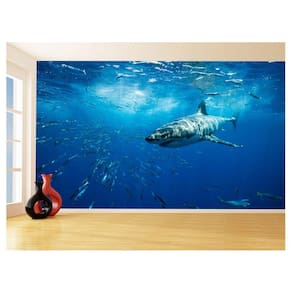 Papel De Parede 3D Fundo Do Mar Tubarão Branco 3,5M Fm118