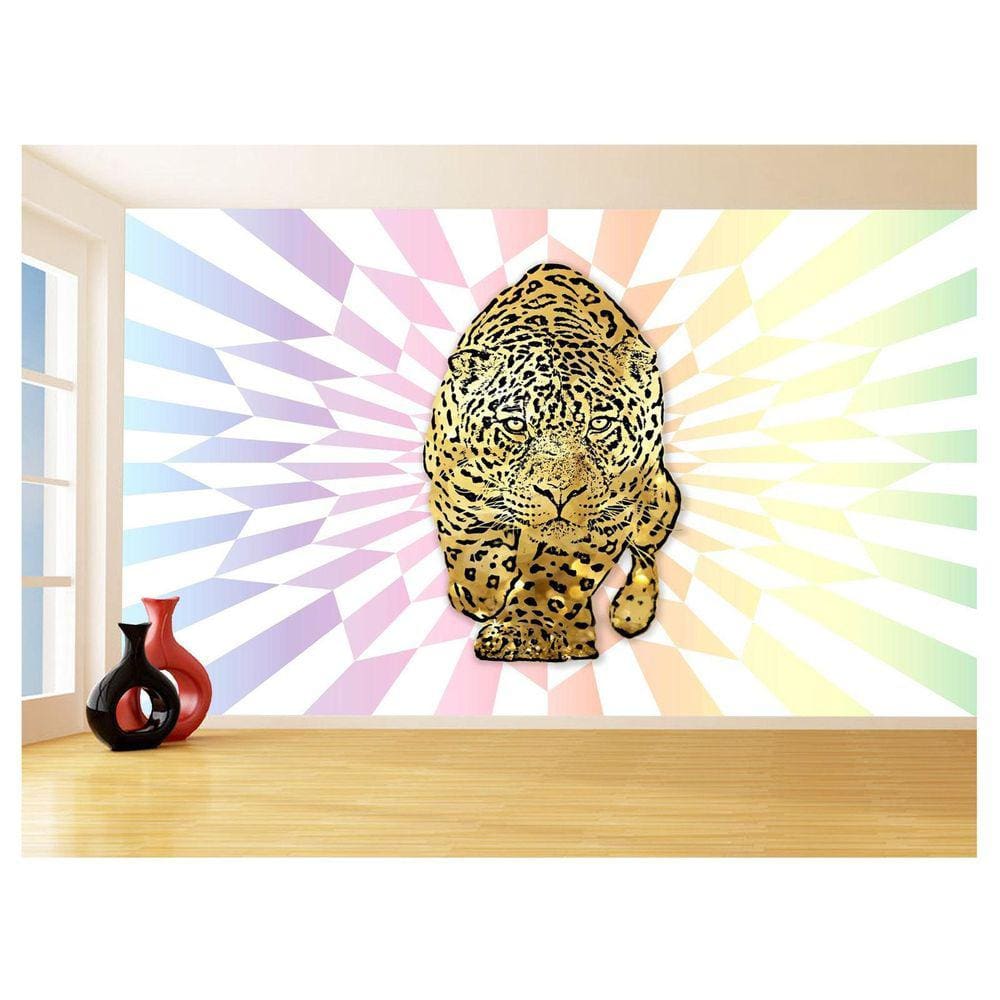 Papel De Parede 3D Animais Pop Art Onça Pintada 3,5M Pxa83