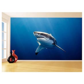 Papel De Parede 3D Fundo Do Mar Tubarão Branco 3,5M Fm120