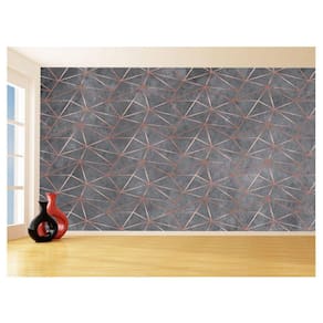 Papel De Parede 3D Concreto Linhas Dourado Rose 3,5M Kkt206