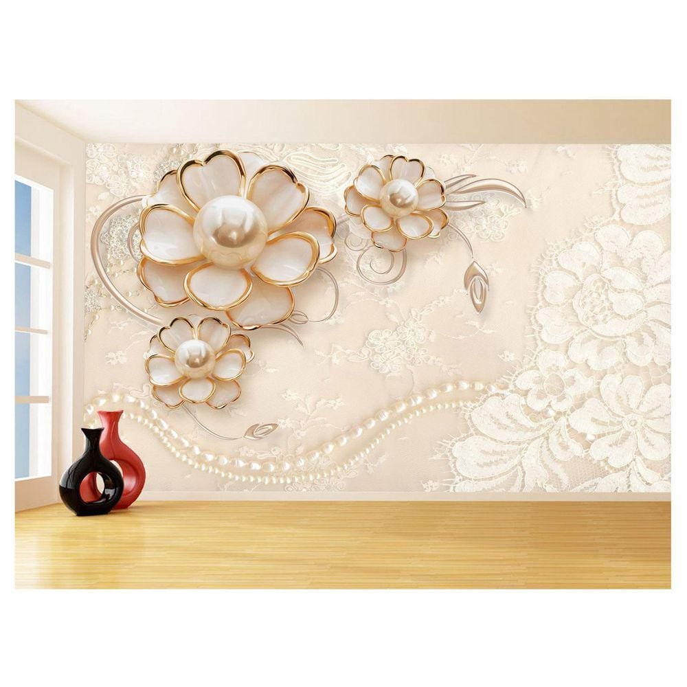 Papel De Parede 3D Floral Textura Sala Flores 3,5M Xfl275