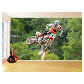 Papel De Parede 3D Moto Cross Trilha Terra Mx 3,5M Bkm14