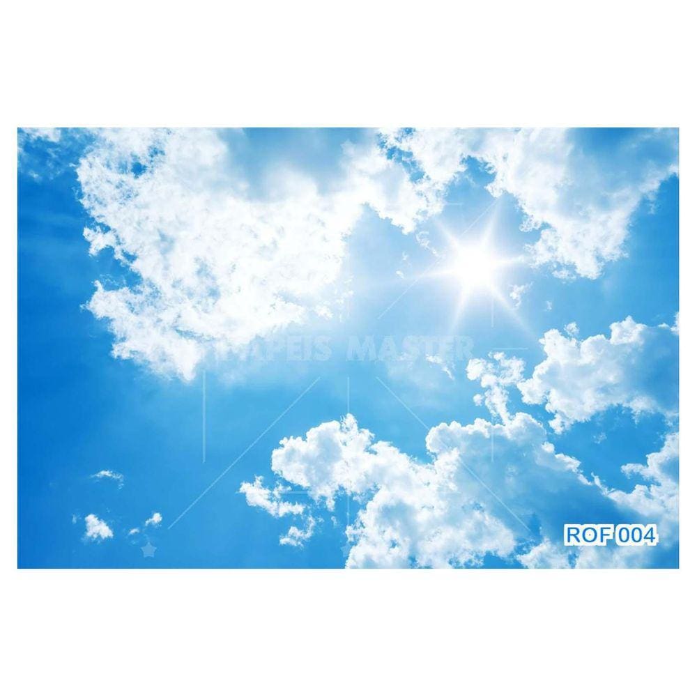 Papel De Teto Céu Azul Nuvem Branca Dia Manhã 3,5M Rof04