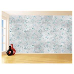 Papel De Parede Concreto Linhas Azul Turquesa 3,5M Kkt326