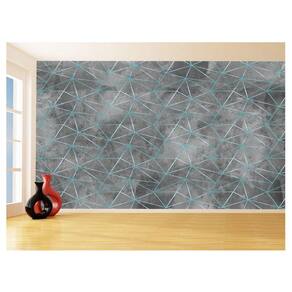 Papel De Parede Concreto Linhas Azul Turquesa 3,5M Kkt330