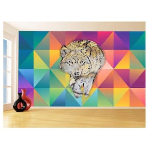 Papel De Parede Animais Pop Art Lobo Colorido 3,5M Pxa610