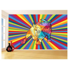 Papel De Parede 3D Animais Pop Art Touro Bull 3,5M Pxa189