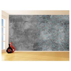 Papel De Parede Concreto Linhas Azul Turquesa 3,5M Kkt332