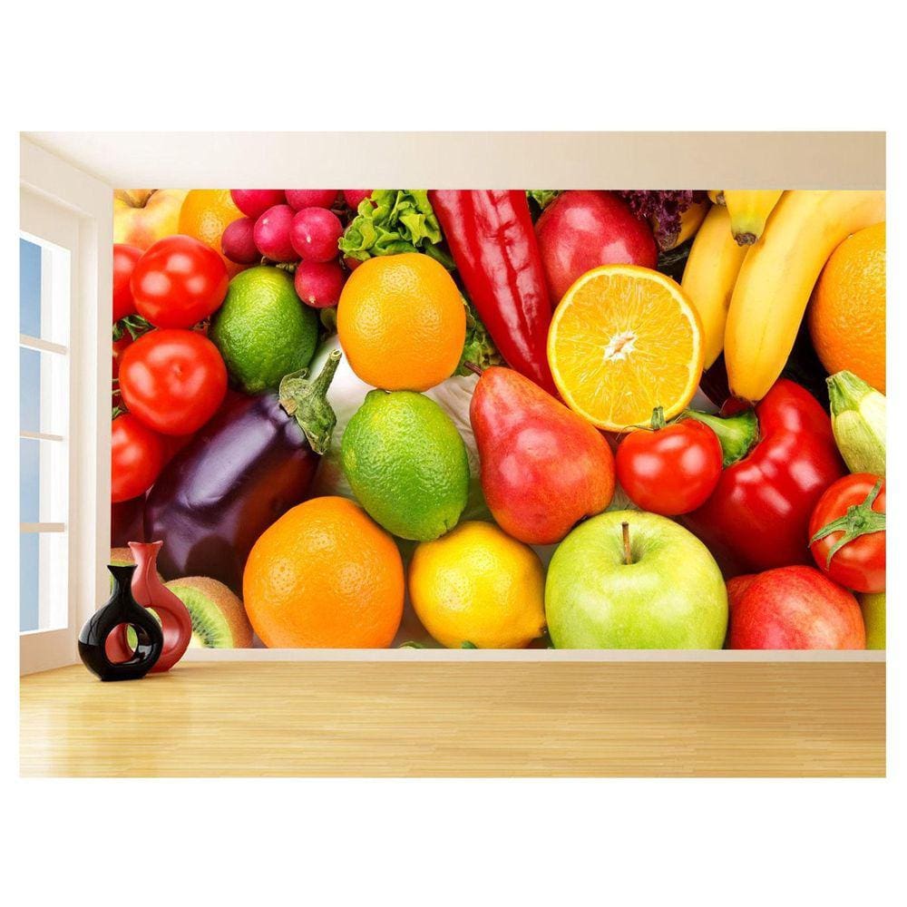 Papel De Parede 3D Alimentos Frutas Coloridas 3,5M Al415