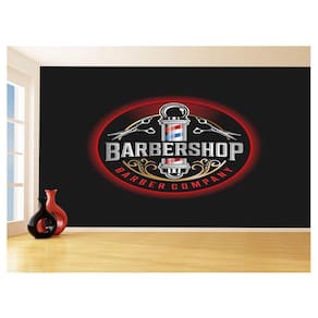 Papel De Parede 3D Barbearia Barber Shop Logo 3,5M Brb35