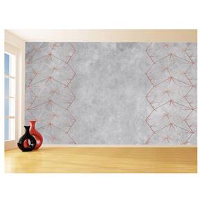 Papel De Parede 3D Concreto Linhas Dourado Rose 3,5M Kkt197