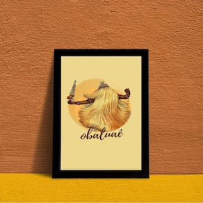 Quadro Decorativo Obaluaê 45x34cm Moldura Madeira Preta
