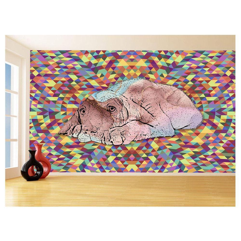 Papel De Parede 3D Animais Pop Art Cachorro Pet 3,5M Pxa209