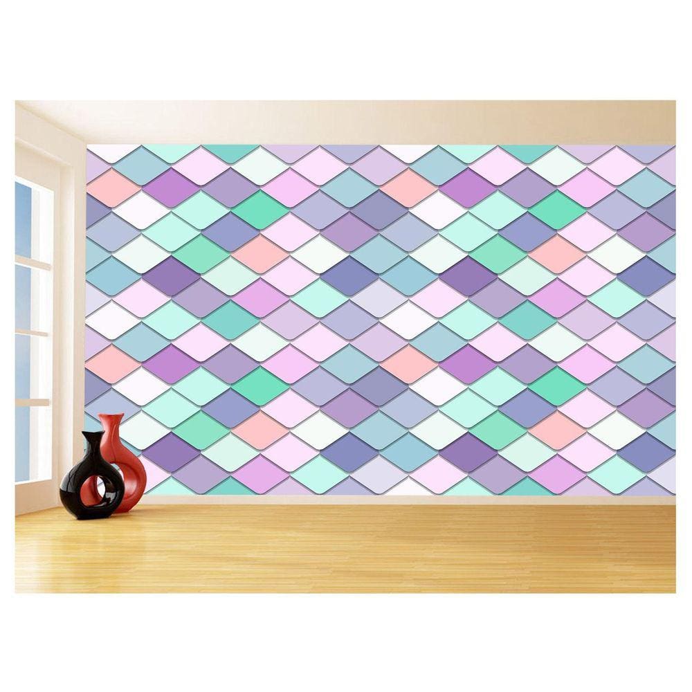 Papel De Parede 3D Geométrico Losangos Cores 3,5M Gmt114