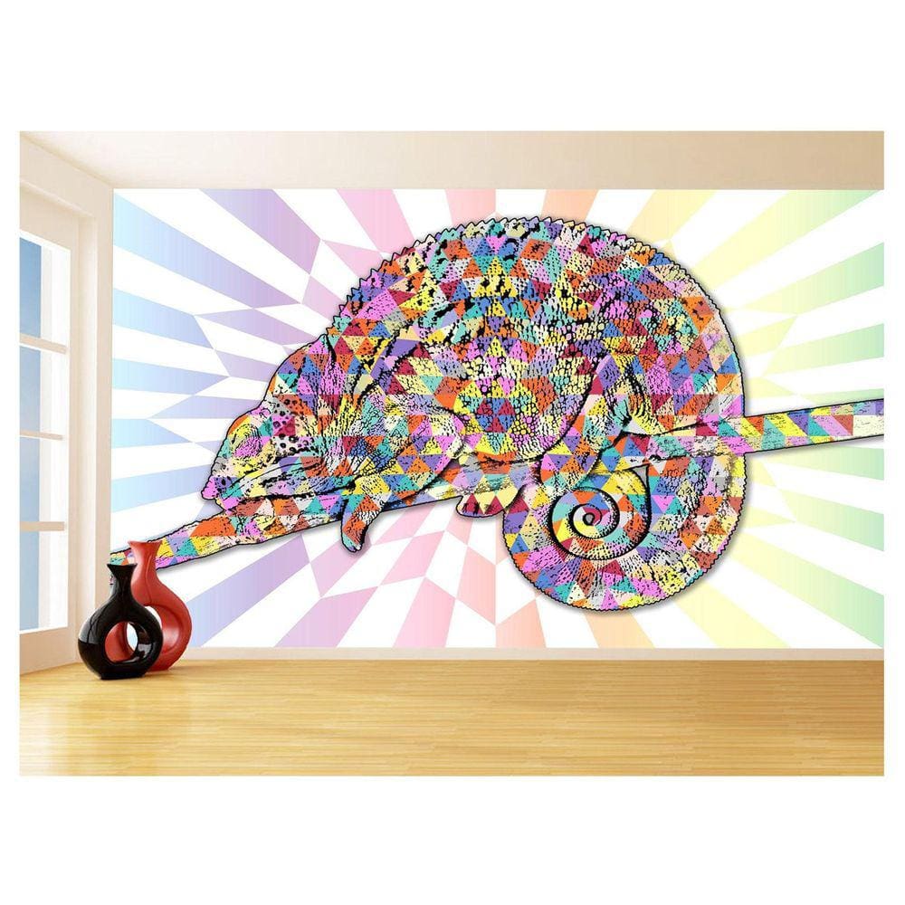 Papel De Parede 3D Animais Pop Art Camaleão Pet 3,5M Pxa10