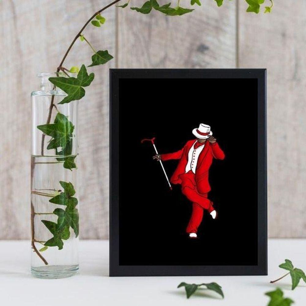 Quadro Entidade Zé Pelintra 45x34cm - Vidro e Moldura Preta