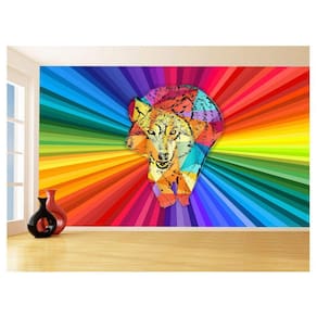 Papel De Parede Animais Pop Art Lobo Colorido 3,5M Pxa602