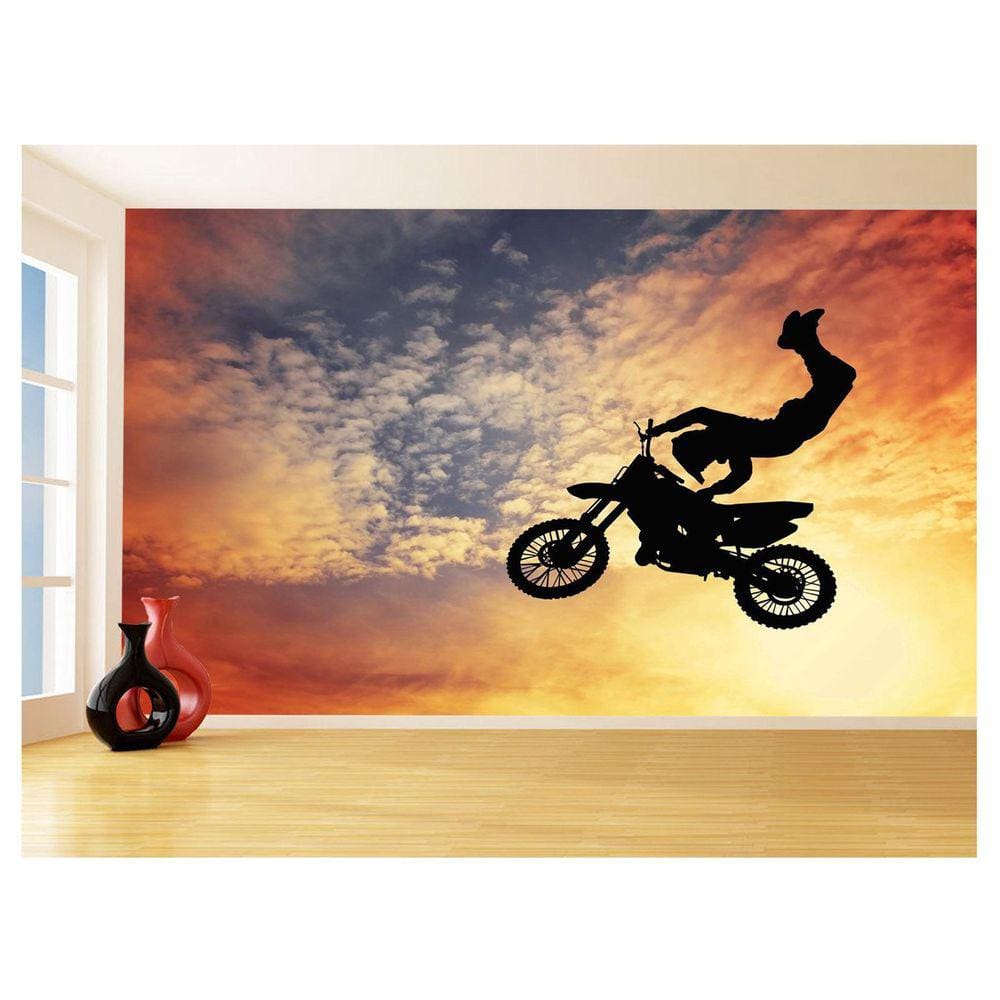 Papel De Parede 3D Moto Cross Trilha Terra Mx 3,5M Bkm02