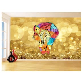 Papel De Parede Animais Pop Art Lobo Colorido 3,5M Pxa621