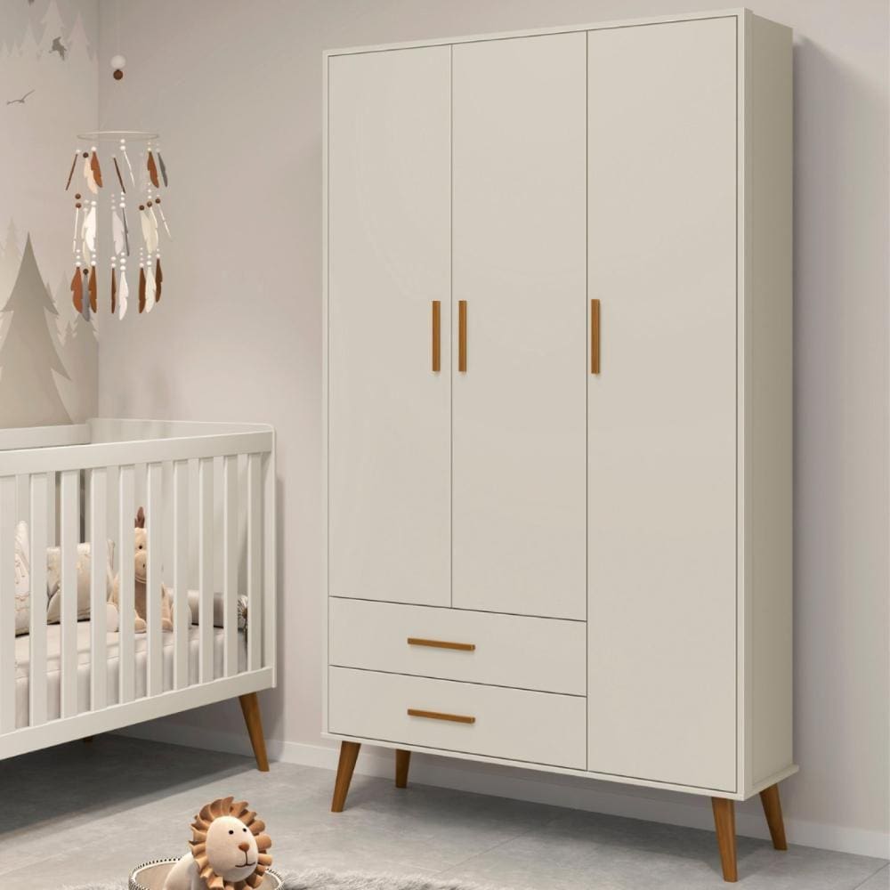 Guarda Roupa Infantil 3 Portas Isis Areia