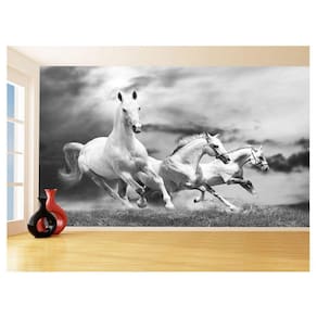 Papel De Parede 3D Animais Cavalos Correndo Céu 3,5M Anm300