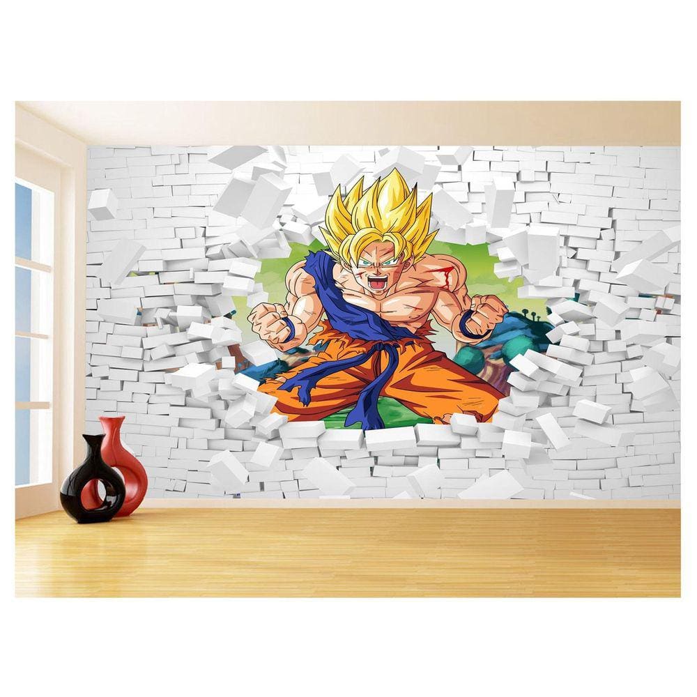 Papel De Parede 3D Dragon Ball Goku Vegeta Anime 3,5M Dbz52