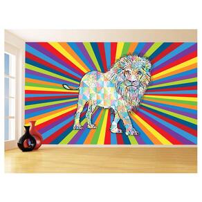 Papel De Parede Animais Pop Art Leão Rei Selva 3,5M Pxa43