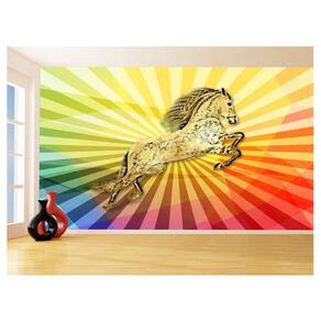 Papel De Parede 3D Animais Pop Art Cavalo Cores 3,5M Pxa314