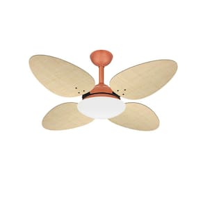 Ventilador Teto Cobre 4 Pás Palha Trevo Turbo Ventax 220V