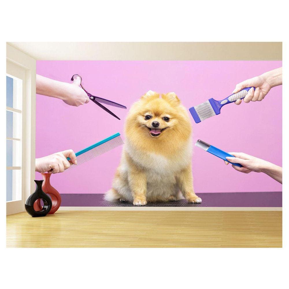 Papel De Parede Animal Cão Petshop Banho Tosa 3,5M Anm403